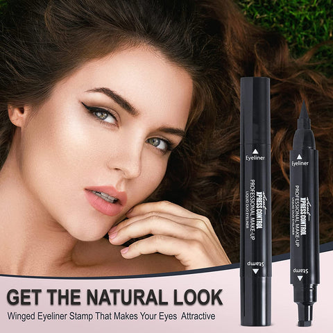 Secret Xpress Control Winged Eyeliner Stamp Waterproof Long Lasting Liquid Black Pen Cat Eye Matte Eye Makeup Black