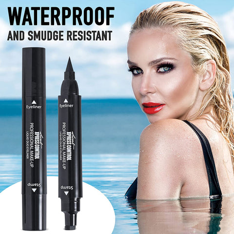 Secret Xpress Control Winged Eyeliner Stamp Waterproof Long Lasting Liquid Black Pen Cat Eye Matte Eye Makeup Black